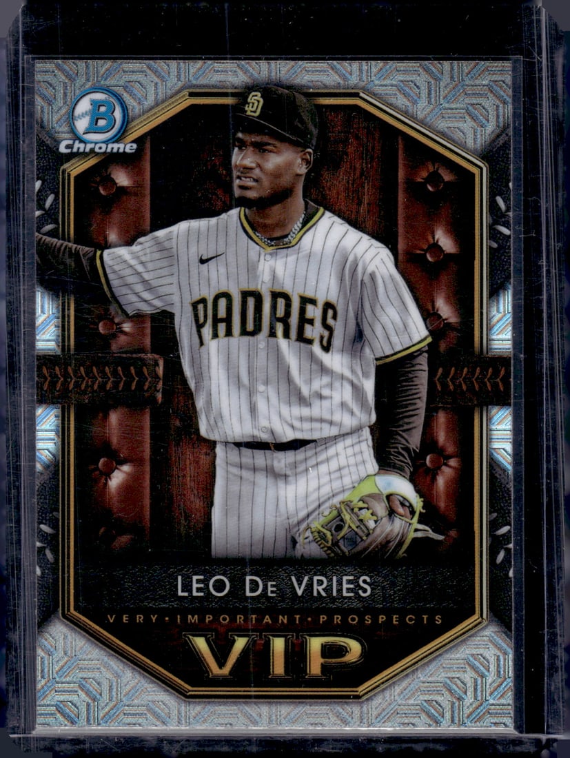 Leo De Vries VIP Mojo Refractor 2025 Bowman Chrome #VIP-14 Padres: Bowman Baseball MLB Trading & Sports Cards, Sports Cards for Sale Near Me, World Series & Hall of Fame Players, SP, SSP, Chrome, 1st Bowman, Auction Memorabilia Lots Sold On Line