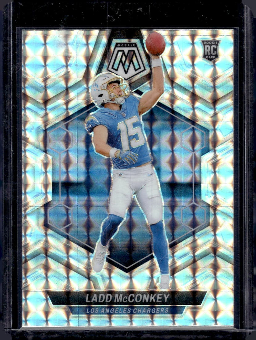 Ladd McConkey Rookie Card Silver Mosaic Prizm 2024 Panini Mosaic #334 Chargers: Panini Select, Prizm, Mosaic, Contenders, Zenith, Phoenix, Illusions, Absolute, Rookie NFL Sports Trading Cards, SP, SSP, Cards, Football Cards for Sale Near Me, Superbowl & Hall of Fame Player Cards,