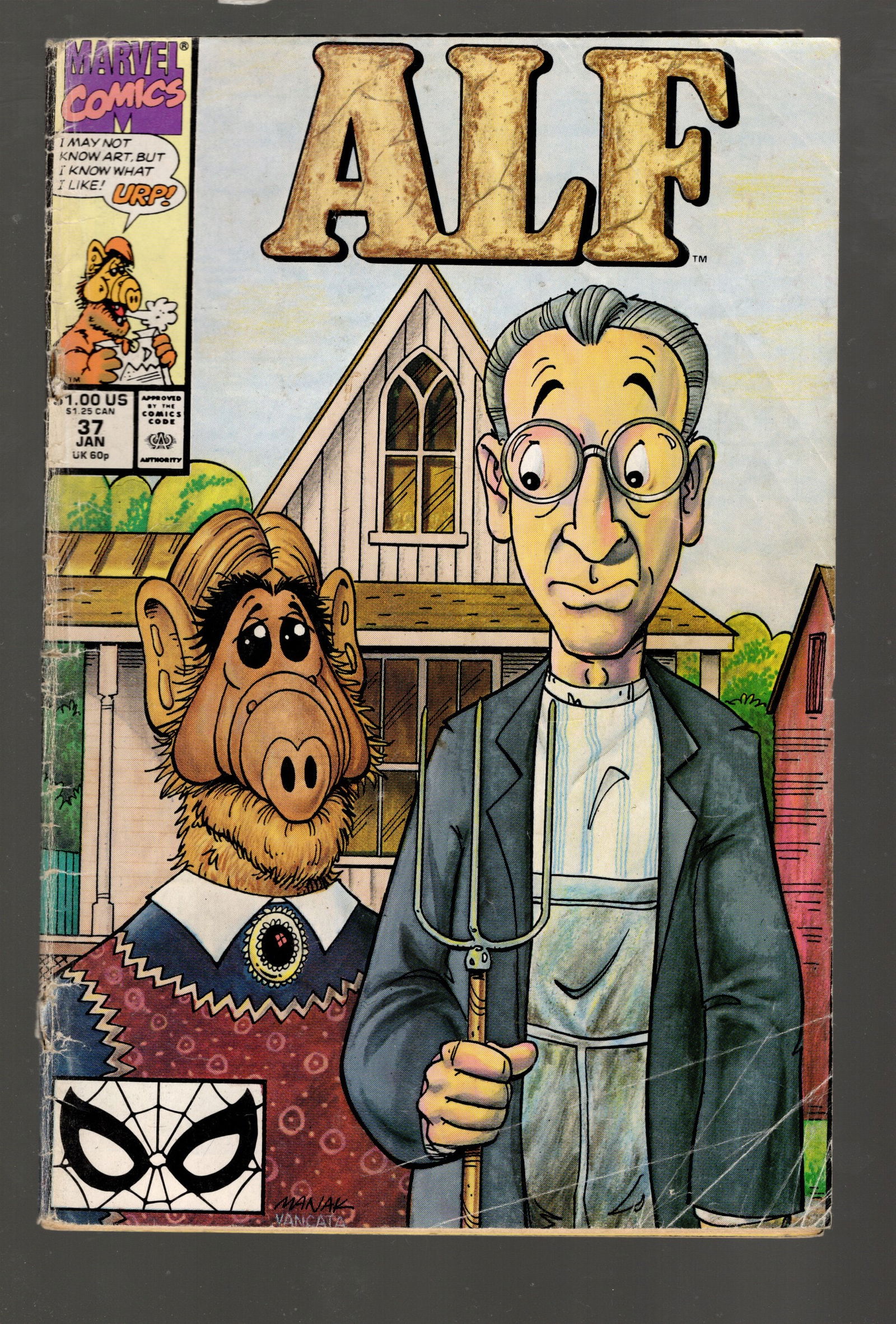 Alf Vintage Marvel Comic Book, 1991 Jan No 37, Mid Grade, American Gotchic Parody Cover (1 of 2)