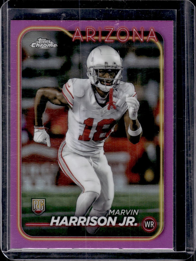 Marvin Harrison Jr. Rookie Card Pink Refractor 2024 Topps Chrome #204 Cardinals: Topps Football NFL Trading Sports Cards, Sports Cards for Sale Near Me, Super Bowl & Hall of Fame Player Cards, Resurgence, Composite, SP, SSP, Valuable Auction Memorabilia Lots For Sale On Line