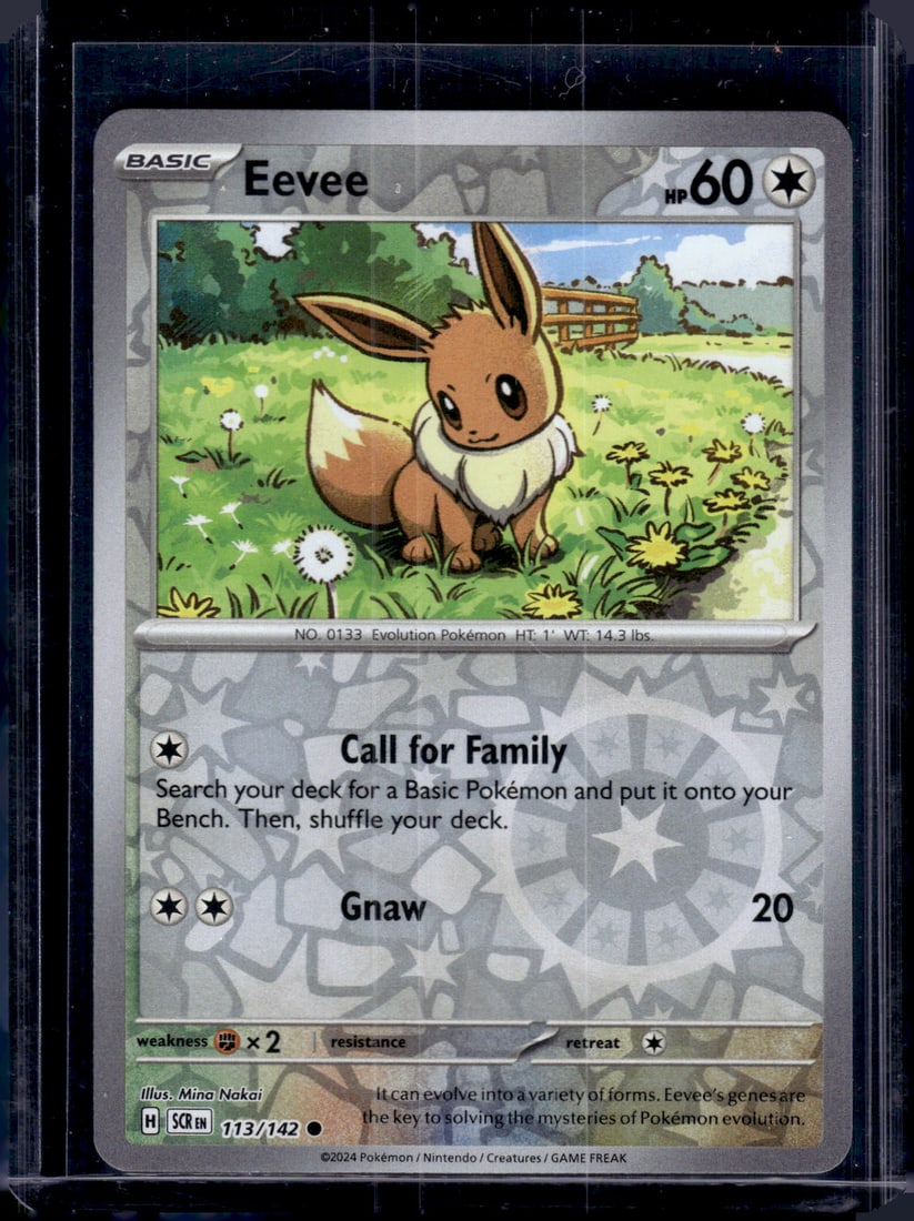 2024 Pokemon Stellar Crown Eevee Reversel Holo #113: TCG, Pikachu, Charizard, Rare, Secret Rare, Holo Cards, Pokemon & TCG Cards sold near Me, Nintendo, Evee, Houndoom, Reverse Holo Cards, 3 Star Ultra Rare, EX