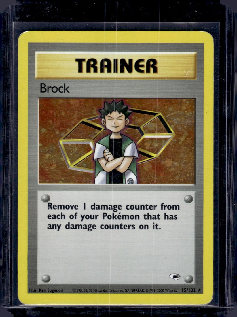 Pokemon Gym Heroes Brock Trainer Holo Rare #15 (1 of 2)