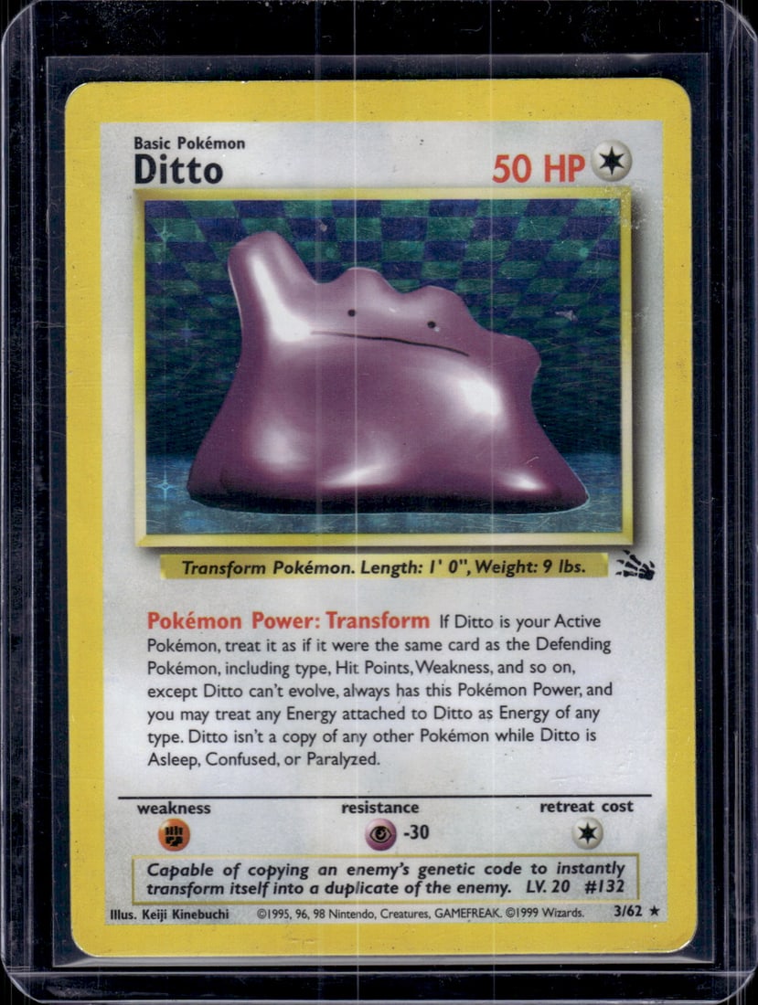 Pokemon Fossil Ditto Holo Rare #3: TCG, Pikachu, Charizard, Rare, Secret Rare, Holo Cards, Pokemon & TCG Cards sold near Me, Nintendo, Evee, Houndoom, Reverse Holo Cards, 3 Star Ultra Rare, EX