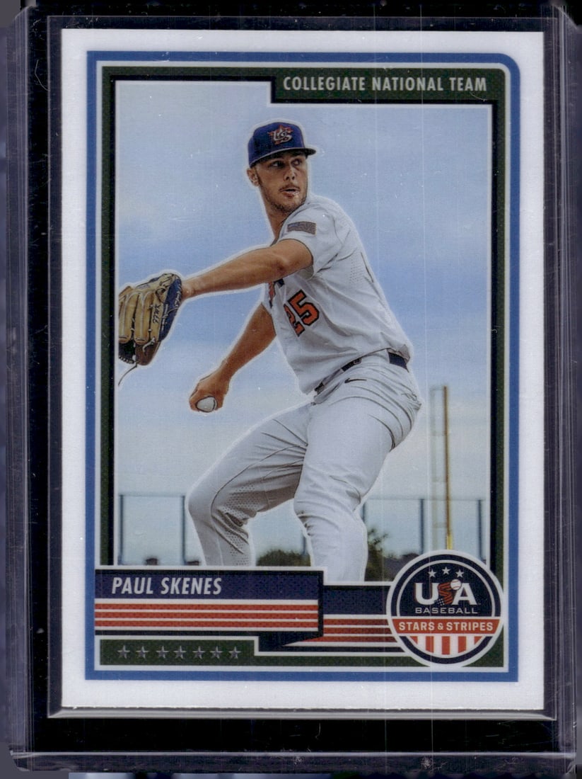 Paul Skenes Collegiate National Team 2023 USA Baseball Stars & Stripes #80 Pirates: Topps Baseball MLB Trading & Sports Cards, Sports Cards for Sale Near Me, World Series & Hall of Fame Players Memorabilia, Refractors, X-Fractors, Numbered, SP, SSP, Valuable Auction Memorabilia Lots 