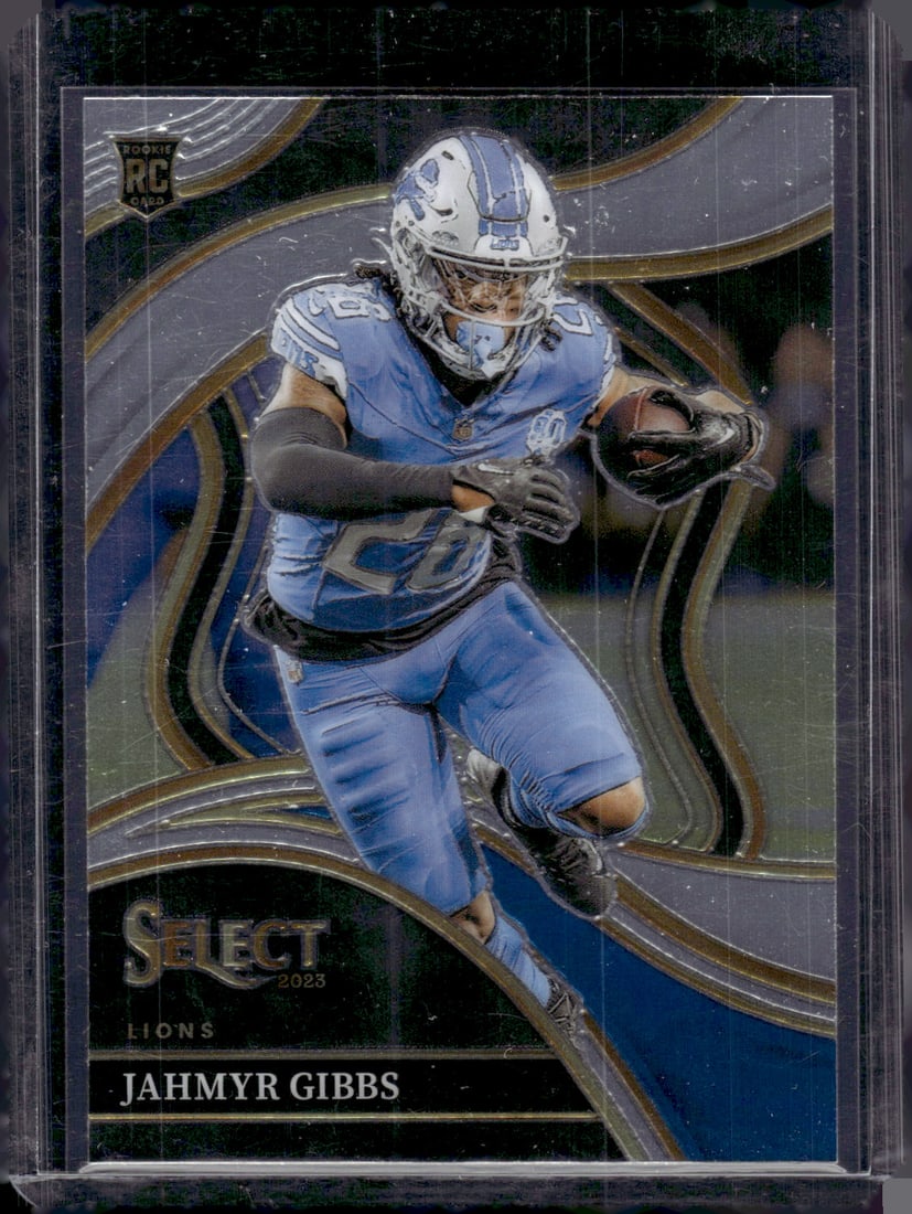 Jahmyr Gibbs Rookie Card Club Level 2023 Panini Select #266 Detroit Lions: Panini Select, Prizm, Mosaic, Contenders, Zenith, Phoenix, Illusions, Absolute, Rookie NFL Sports Trading Cards, SP, SSP, Cards, Football Cards for Sale Near Me, Superbowl & Hall of Fame Player Cards,