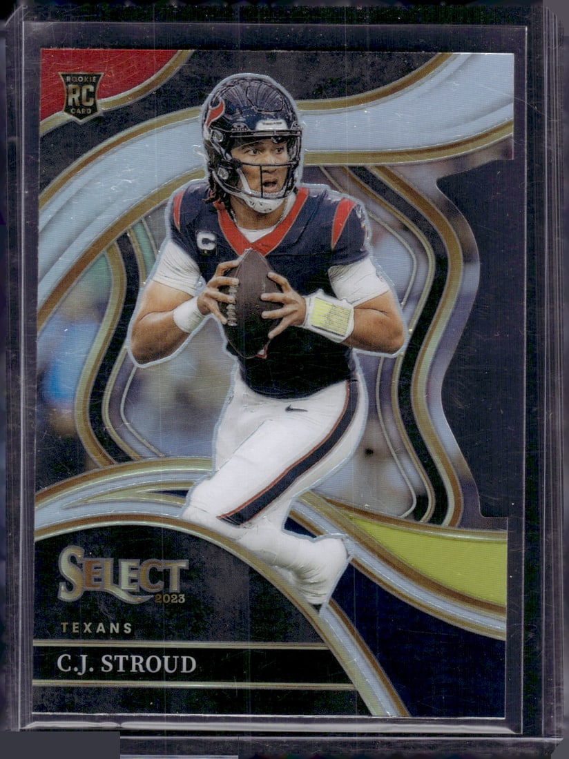 Cj Stroud Rookie Card Red/Yellow Prizm Die Cut 2023 Panini Select #289 Texans: Panini Select, Prizm, Mosaic, Contenders, Zenith, Phoenix, Illusions, Absolute, Rookie NFL Sports Trading Cards, SP, SSP, Cards, Football Cards for Sale Near Me, Superbowl & Hall of Fame Player Cards,