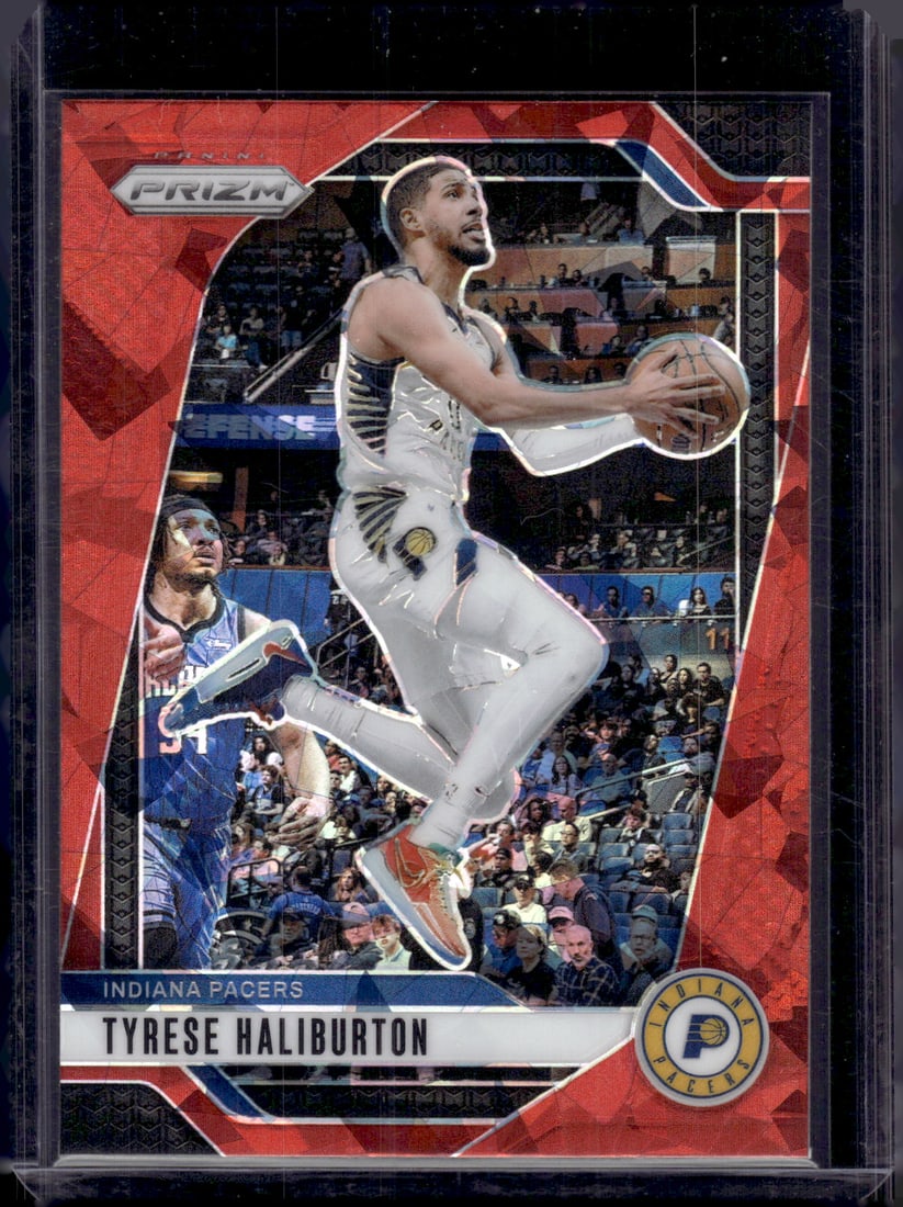 Tyrese Haliburton Red Cracked Ice 2024-25 Panini Prizm #99 Indiana Pacers NBA: Panini Select, Prizm, Mosaic, Contenders, Revolution, Phoenix, NBA Hoops, Rookie NFL Sports Trading Cards, Silver, SP, SSP, Wave Prizms, Numbered Cards, Basketball sports Cards for Sale Near Me, NBA C