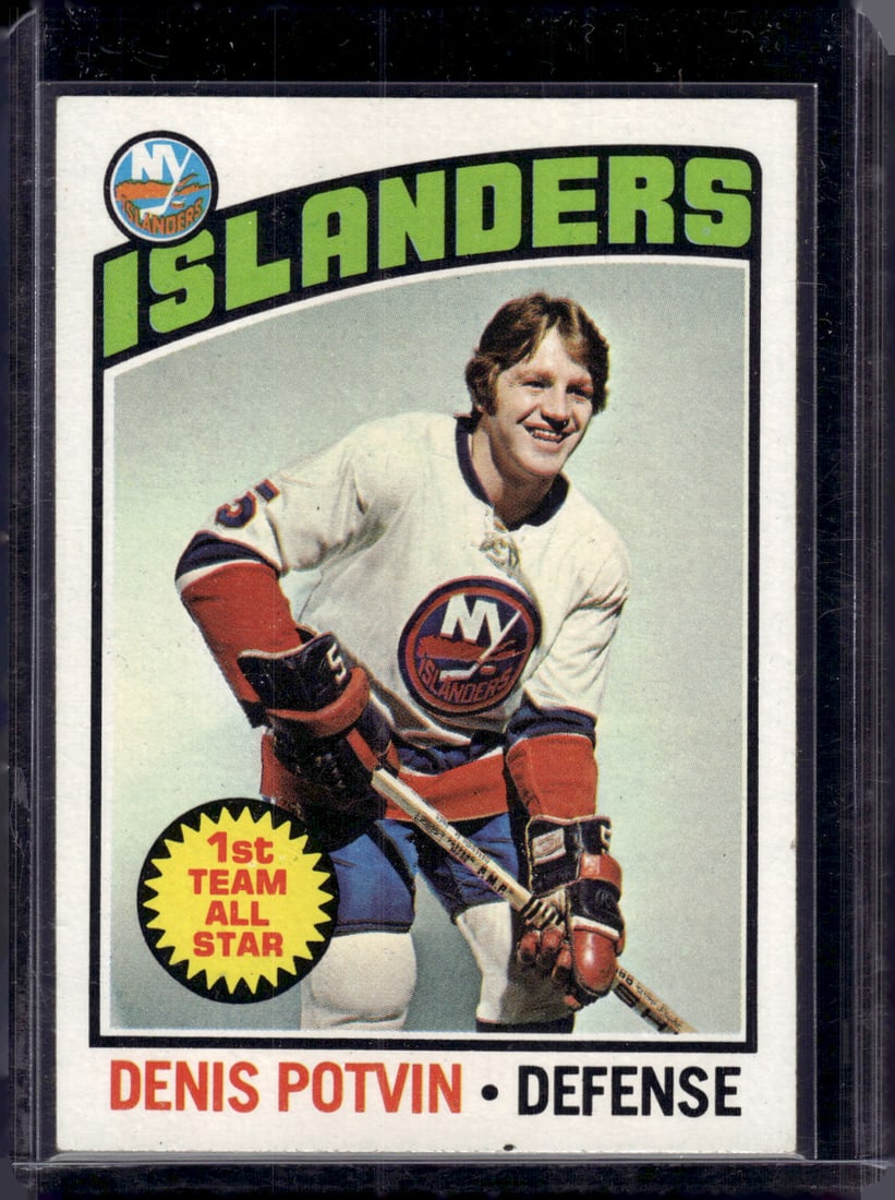 Dennis Potvin 1976-77 Topps #170 New York Islanders: Topps Vintage NHL Hockey Trading & Sports Cards, Old Sports Cards for Sale Near Me, Stanley Cup & Hall of Fame Players, Valuable Auction Memorabilia Lots for Sale On Line