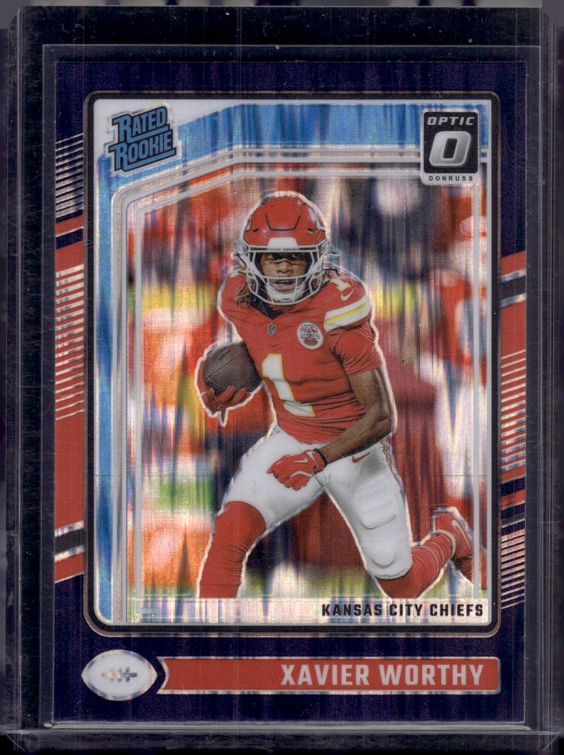 Xavier Worthy Rookie Card Purple Shock Prizm 2024 Donruss Optic #300 Chiefs: Donruss Optic Football NLF Trading & Sports Cards, Sports Cards for Sale Near Me, Valuable Memorabilia Auction Lots Sold On Line, SP, SSP