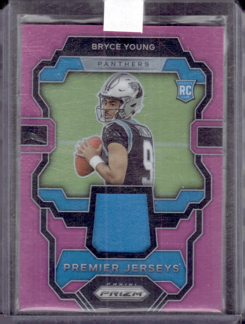 Bryce Young Rookie Card Pink Prizm Patch 2023 Panini Prizm #PJ-BY Panthers (1 of 2)