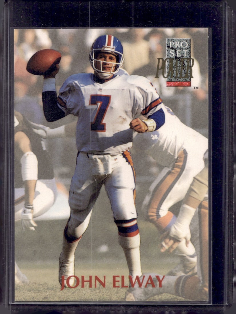 John Elway 1992 Pro Set Power #7 Broncos: Pro Set Vintage Football NFL Trading Cards, Old Sports Cards for Sale Near Me, Hall of Fame & Super Bowl Player Cards, Auction Memorabilia Lots for Sale on Line