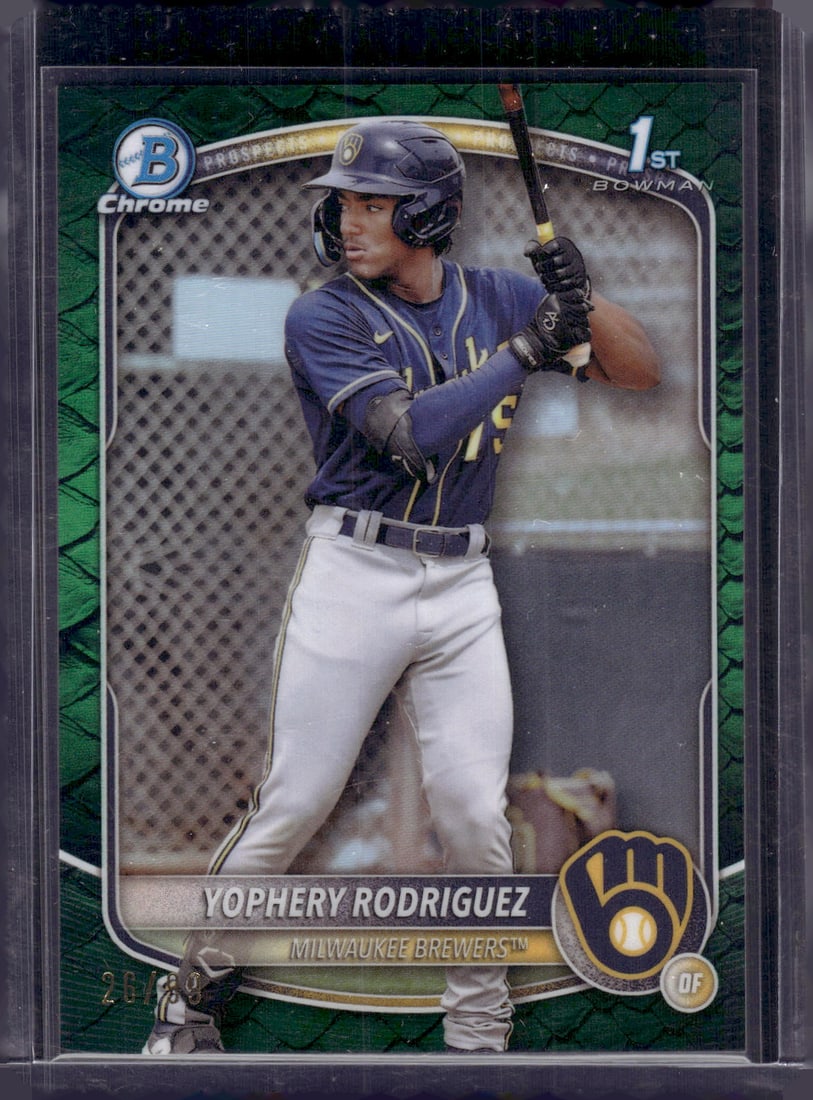 Yophery Rodriguez Green Reptillian Refractor 1st Bowman /99 2025 Bowman Chrome BCP-36 (1 of 2)