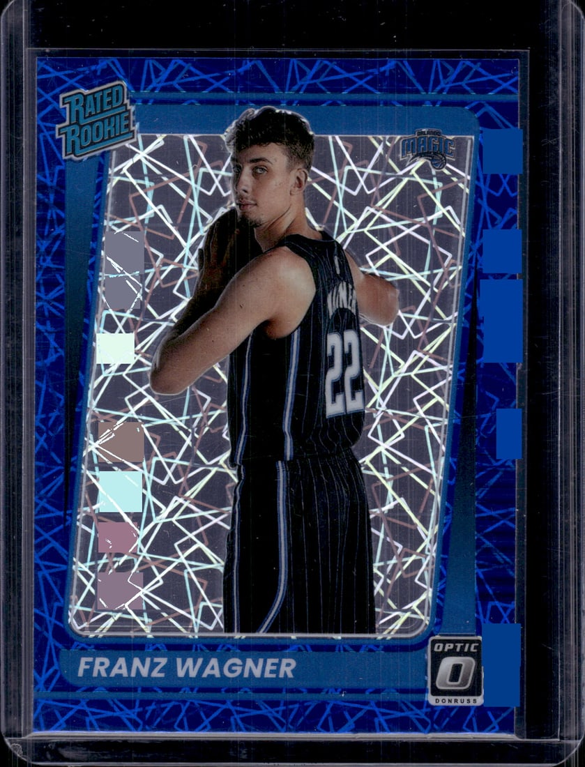 Franz Wagner Rookie Card Blue Velocity Prizm 2021-22 Donruss Optic #185 Orlando Magic (1 of 2)
