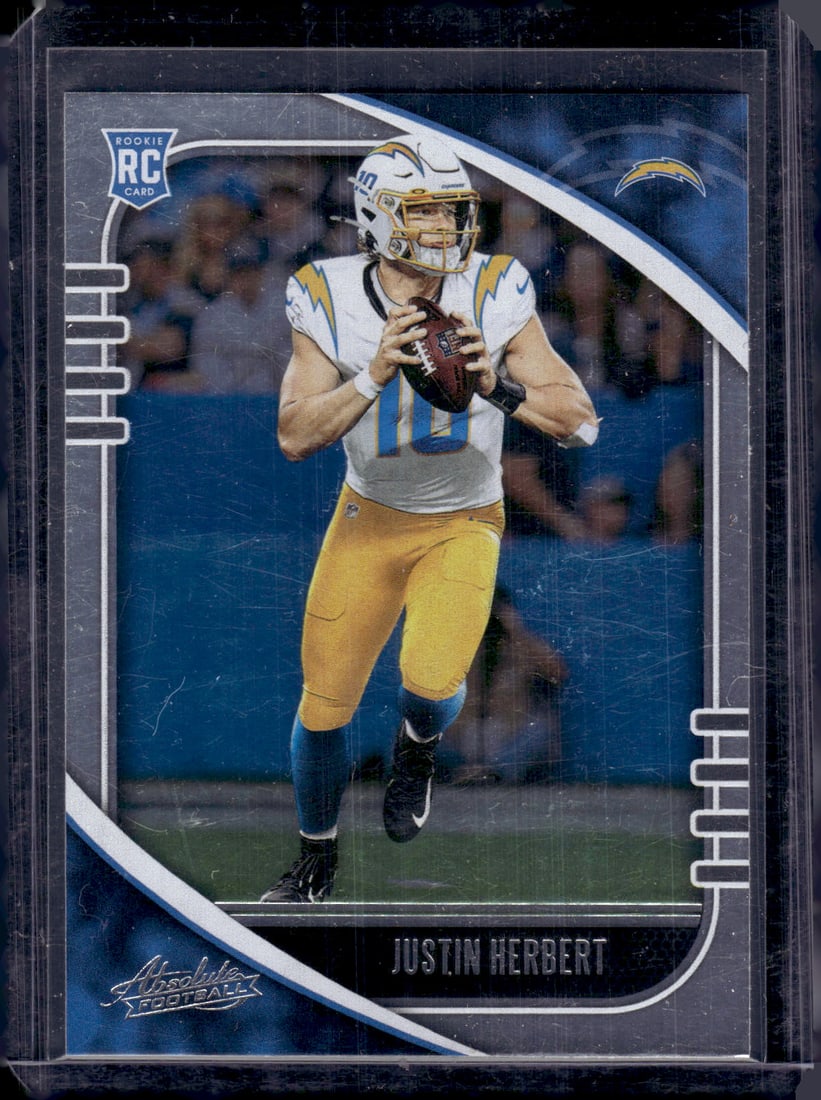Justin Herbert Rookie Card 2020 Panini Absolute #167 Chargers Footbal Card (1 of 2)