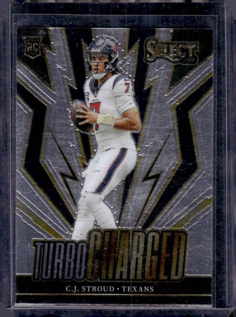 Cj Stroud Rookie Card Turbocharged 2023 Panini Select #TUR-CST Houston Texans: Panini Select, Prizm, Mosaic, Contenders, Zenith, Phoenix, Illusions, Absolute, Rookie NFL Sports Trading Cards, SP, SSP, Cards, Football Cards for Sale Near Me, Superbowl & Hall of Fame Player Cards,