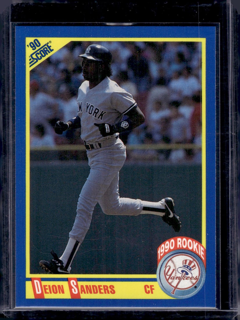 Deion Sanders Rookie Card 1990 Score #586 Yankees: Score Vintage Baseball MLB Trading & Sports Cards, Old Sports Cards for Sale Near Me, Auction Memorabilia Lots for Sale On Line, World Series & Hall of Fame Players