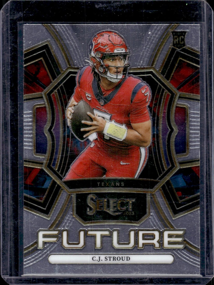 CJ Stroud Rookie Card Future 2023 Panini Select #FUT-CST Houston Texans: Panini Select, Prizm, Mosaic, Contenders, Zenith, Phoenix, Illusions, Absolute, Rookie NFL Sports Trading Cards, SP, SSP, Cards, Football Cards for Sale Near Me, Superbowl & Hall of Fame Player Cards,