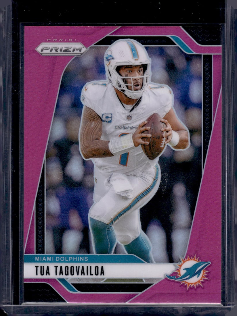 Tua Tagovailoa Pink Prizm 2024 Panini Prizm #175 Miami Dolphins: Panini Select, Prizm, Mosaic, Contenders, Zenith, Phoenix, Illusions, Absolute, Rookie NFL Sports Trading Cards, SP, SSP, Cards, Football Cards for Sale Near Me, Superbowl & Hall of Fame Player Cards,