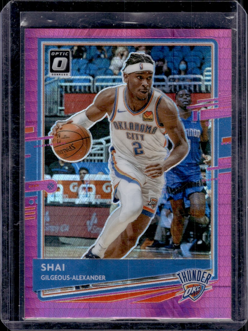 Shai Gilgeous-Alexander Pink Hyper Prizm 2020-21 Donruss Optic #143 OKC Thunder (1 of 2)