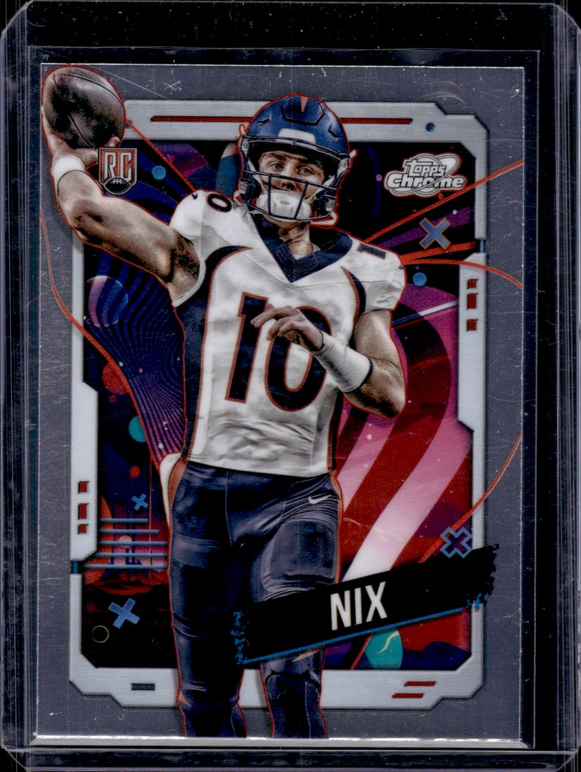 Bo Nix Rookie Card 2024 Topps Chrome Cosmic #127 Denver Broncos: Topps Football NFL Trading Sports Cards, Sports Cards for Sale Near Me, Super Bowl & Hall of Fame Player Cards, Resurgence, Composite, SP, SSP, Valuable Auction Memorabilia Lots For Sale On Line