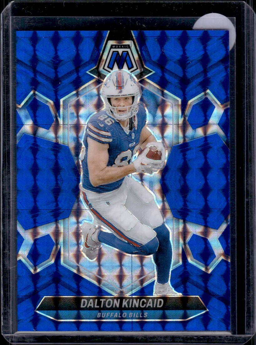 Dalton Kincaid Blue Mosaic Prizm /99 2024 Panini Mosaic #25 Buffalo Bills: Panini Select, Prizm, Mosaic, Contenders, Zenith, Phoenix, Illusions, Absolute, Rookie NFL Sports Trading Cards, SP, SSP, Cards, Football Cards for Sale Near Me, Superbowl & Hall of Fame Player Cards,