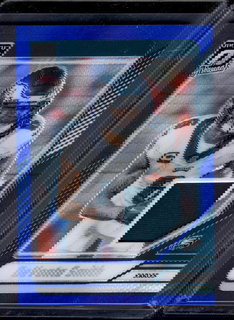 DeVonta Smith Blue Hyper Prizm Patch 2024 Donruss Optic #DTB-DSH Eagles (1 of 2)