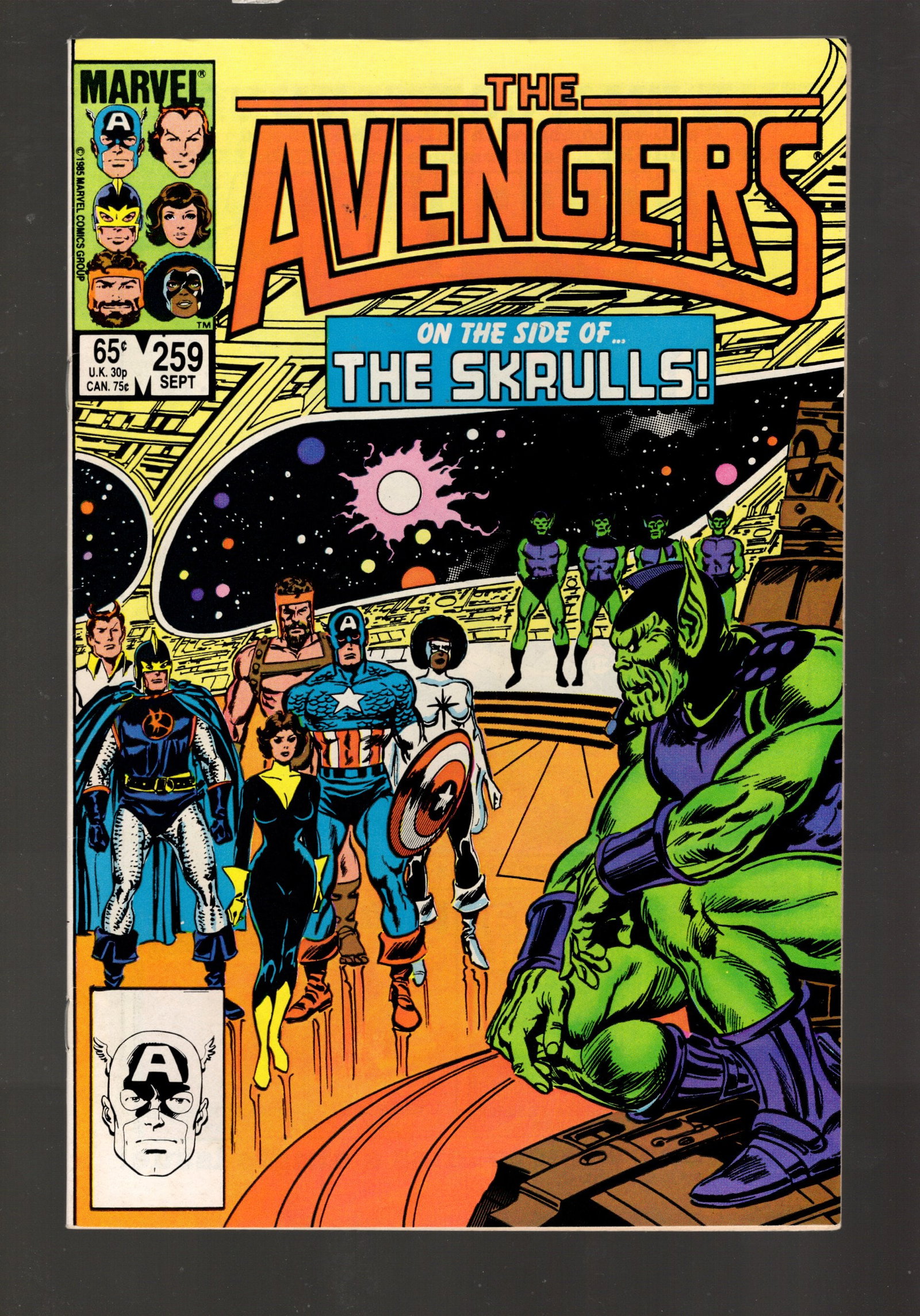 The Avengers Vintage Marvel Comic Book 1985 June #259 High Grade, On the Side of the Skrulls (1 of 2)