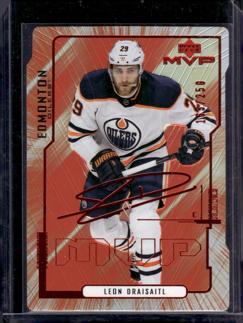 Leon Draisaitl Contours Die Cut /250 2020-21 Upper Deck MVP #6 Oilers Hockey Card (1 of 2)