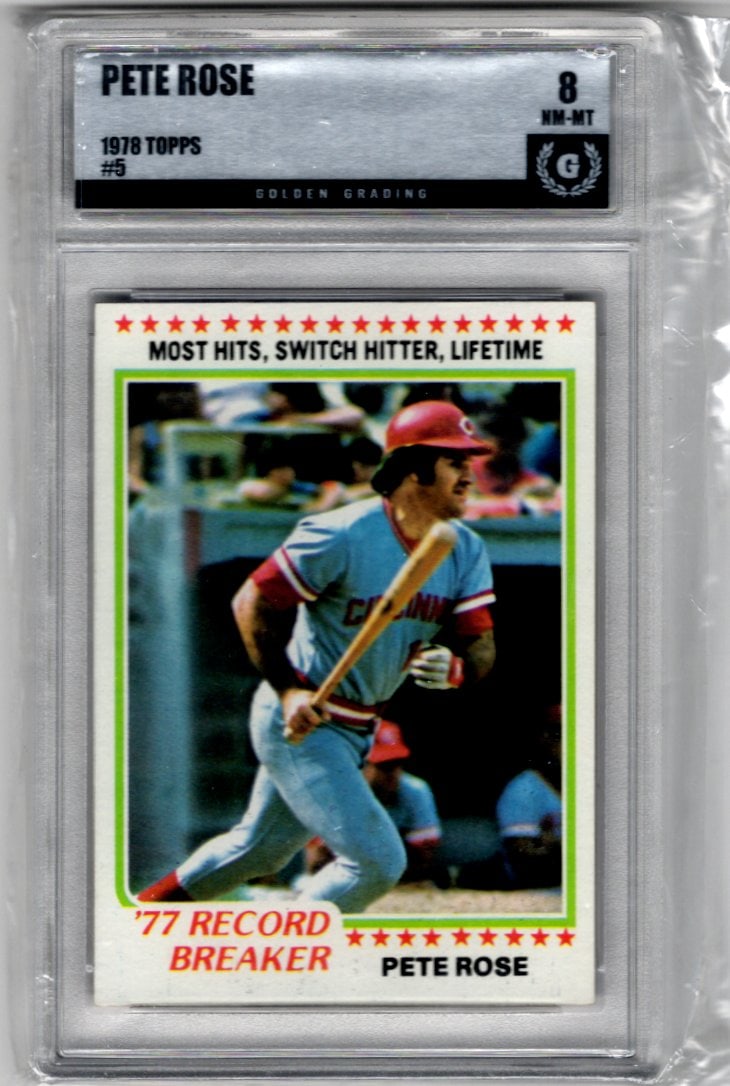 Pete Rose 1978 Topps #5 Golden Grading 8 NM-MT Reds Baseball Card (1 of 2)