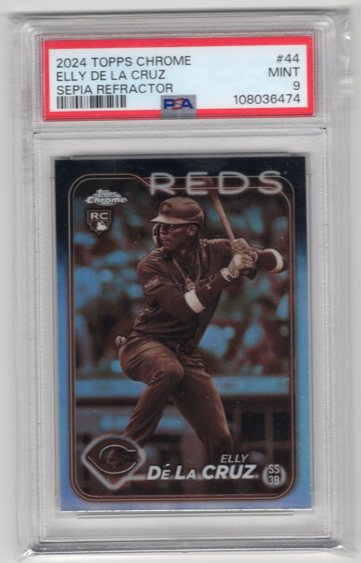 Elly De La Cruz Rookie Card Sepia Refractor 2024 Topps Chrome #44 PSA 9 Reds (1 of 2)