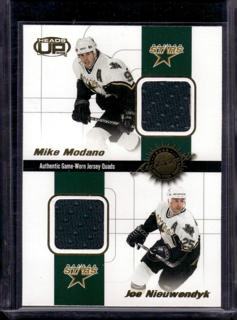 Modano/Nieuwendky/Sydor/Hatcher Quad Game Worn Patch 2001 Pacific #10 Stars (1 of 2)