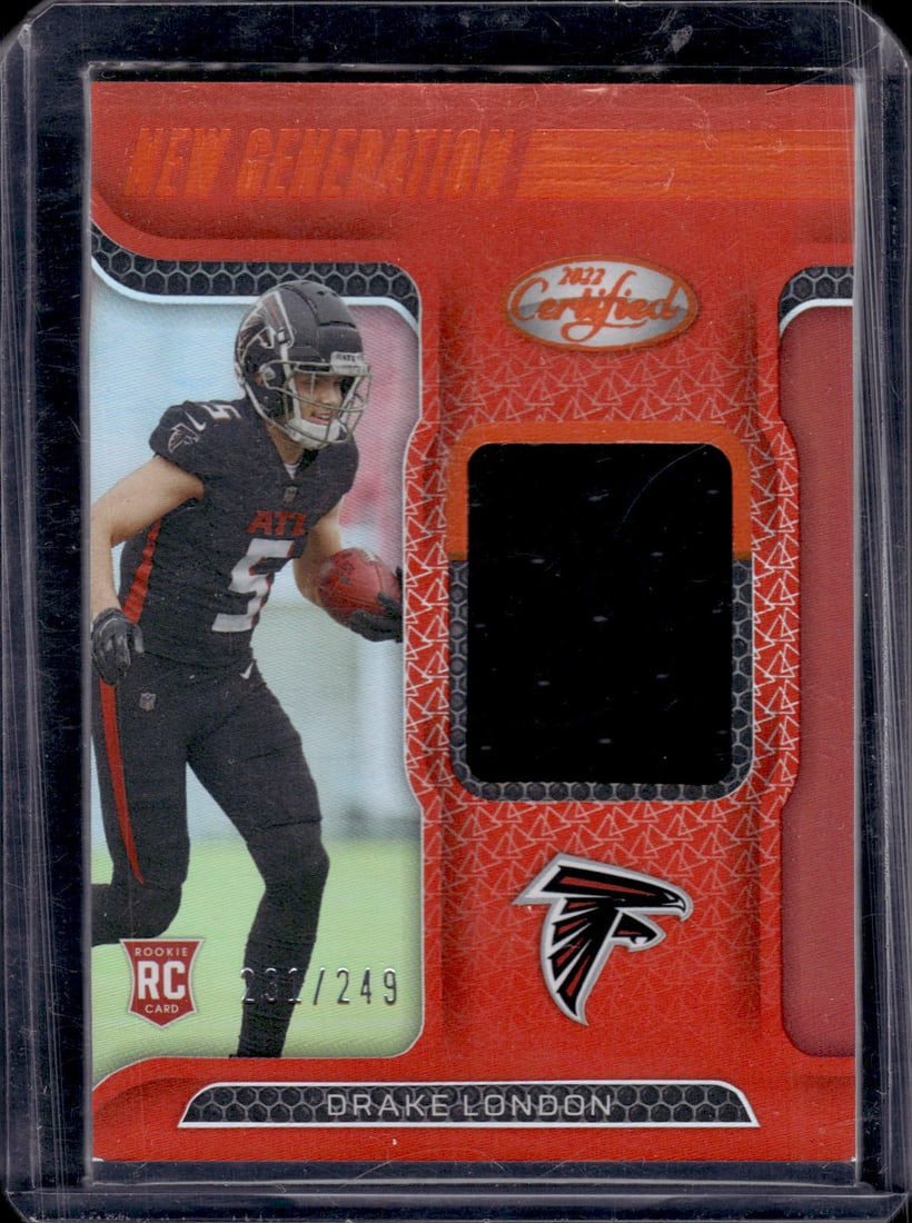 Drake London Rookie Card Patch Orange /249 2022 Panini Certified #NGJ-DL Falcons (1 of 2)