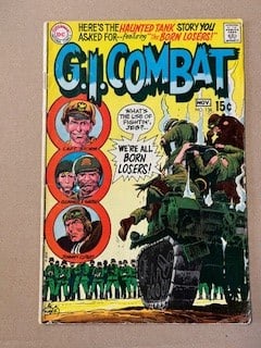 G.I. Combat Vintage DC Comic Book 1969 #138, 1st Appearance of the Born Losers, Haunted Tank Story (1 of 3)