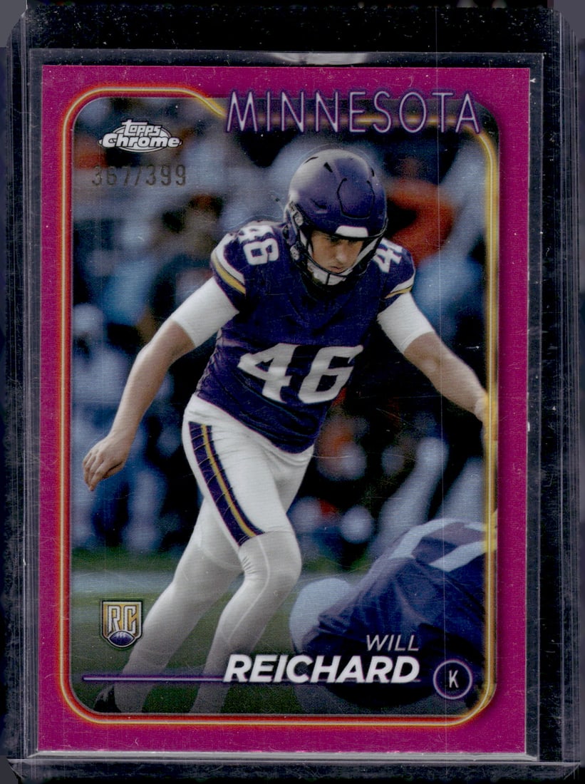 Will Reichard Rookie Card Magenta Refractor /399 2024 Topps Chrome #277 Vikings (1 of 2)
