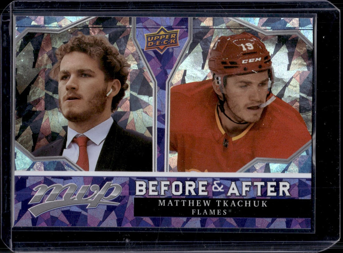 Matthew Tkachuk Before & After 2021-22 Upper Deck MVP #BA-16 Flames, Panthers: Upper Deck Vintage NHL Hockey Trading & Sports Cards, Old Sports Cards for Sale Near Me, Stanley Cup & Hall of Fame Players, Valuable Auction Memorabilia Lots for Sale On Line