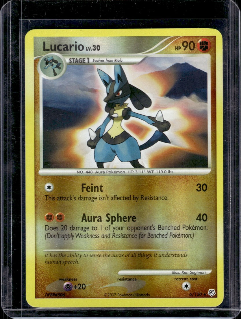 2007 Pokemon Diamond & Pearl Lucario Reverse Holo Rare #6: TCG, Pikachu, Charizard, Rare, Secret Rare, Holo Cards, Pokemon & TCG Cards sold near Me, Nintendo, Evee, Houndoom, Reverse Holo Cards, 3 Star Ultra Rare, EX