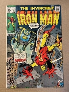 The Invincible Iron Man Vintage Marvel Comic Book April 1971 #36 Ramrod vs Iron Man Low Grade (1 of 3)