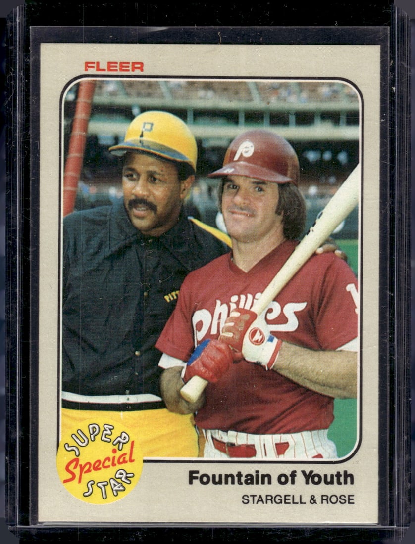 Pete Rose/Willie Stargell Fountain of Youth 1983 Fleer #634 Reds, Pirates: Fleer Vintage Baseball MLB Trading & Sports Cards, Old Sports Cards for Sale Near Me, Auction Memorabilia Lots for Sale On Line, World Series & Hall of Fame Players
