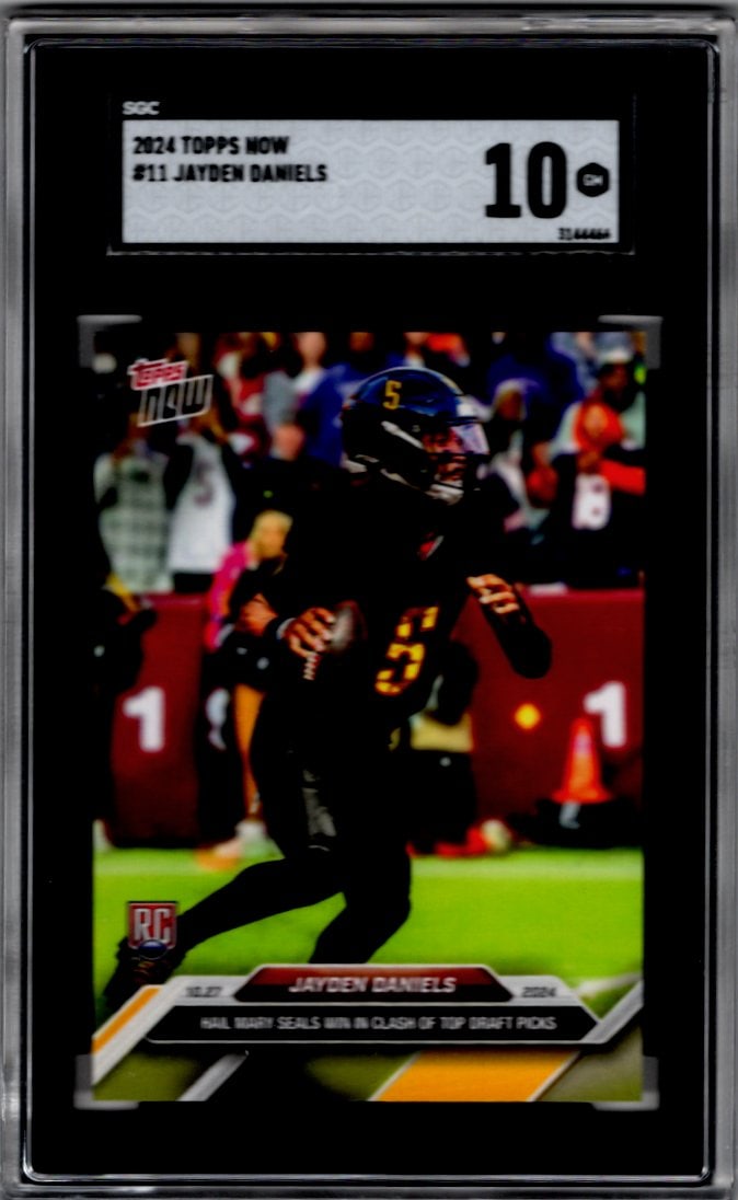 Jayden Daniels Rookie Card 2024 Topps Now #11 SGC 10 Commanders Football Card: Topps Football NFL Trading Sports Cards, Sports Cards for Sale Near Me, Super Bowl & Hall of Fame Player Cards, Resurgence, Composite, SP, SSP, Valuable Auction Memorabilia Lots For Sale On Line
