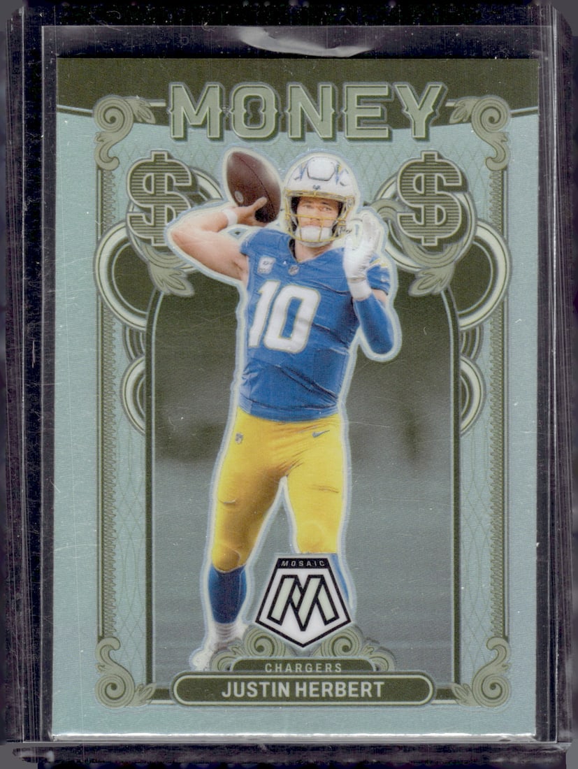 Justin Herbert Money Prizm SSP Case Hit 2024 Panini Mosaic #18 Chargers Football Card (1 of 2)
