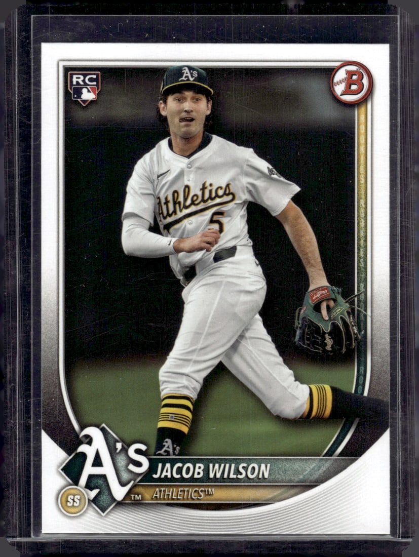 Jacob Wilson Rookie Card 2025 Bowman #9 Athletics Baseball Card: Bowman Baseball MLB Trading & Sports Cards, Sports Cards for Sale Near Me, World Series & Hall of Fame Players, SP, SSP, Chrome, 1st Bowman, Auction Memorabilia Lots Sold On Line