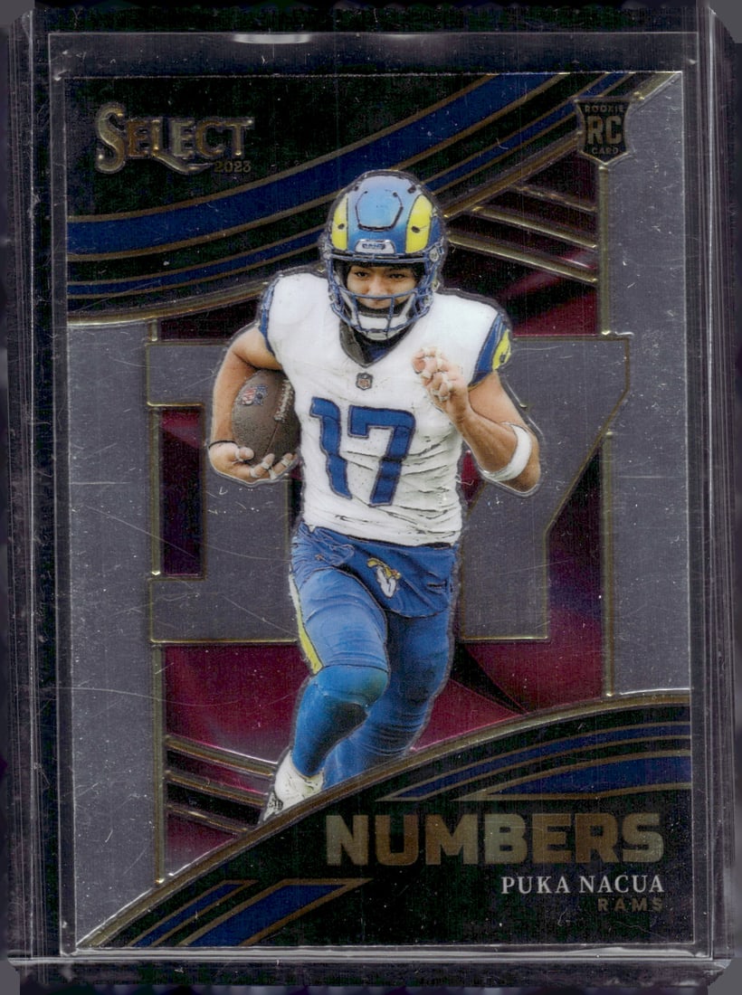 Puka Nacua Rookie Card Numbers 2023 Panini Select #NMB-PNA Rams: Panini Select, Prizm, Mosaic, Contenders, Zenith, Phoenix, Illusions, Absolute, Rookie NFL Sports Trading Cards, SP, SSP, Cards, Football Cards for Sale Near Me, Superbowl & Hall of Fame Player Cards,
