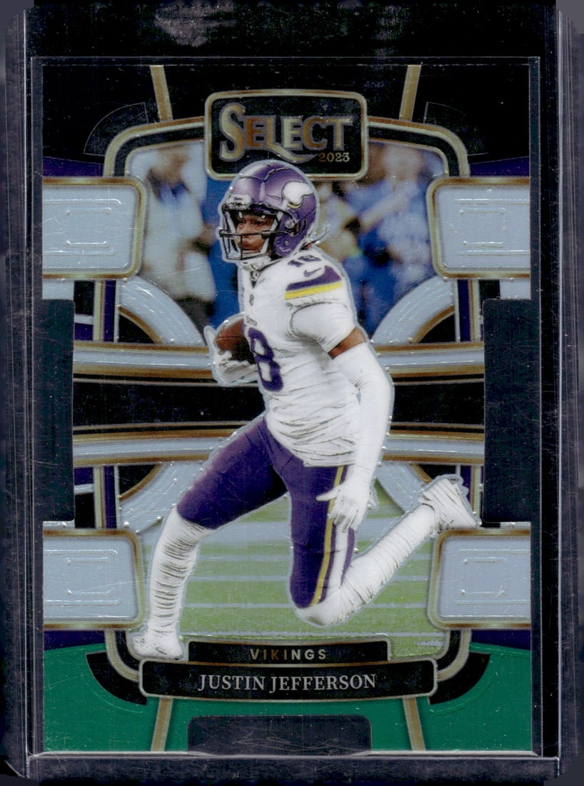 Justin Jefferson Black/Green Prizm Die Cut 2023 Panini Select #65 Vikings (1 of 2)