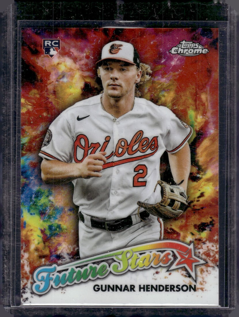 Gunnar Henderson Rookie Card Future Stars 2023 Topps Chrome #FS-18 Orioles: Topps Baseball MLB Trading & Sports Cards, Sports Cards for Sale Near Me, World Series & Hall of Fame Players Memorabilia, Refractors, X-Fractors, Numbered, SP, SSP, Valuable Auction Memorabilia Lots 