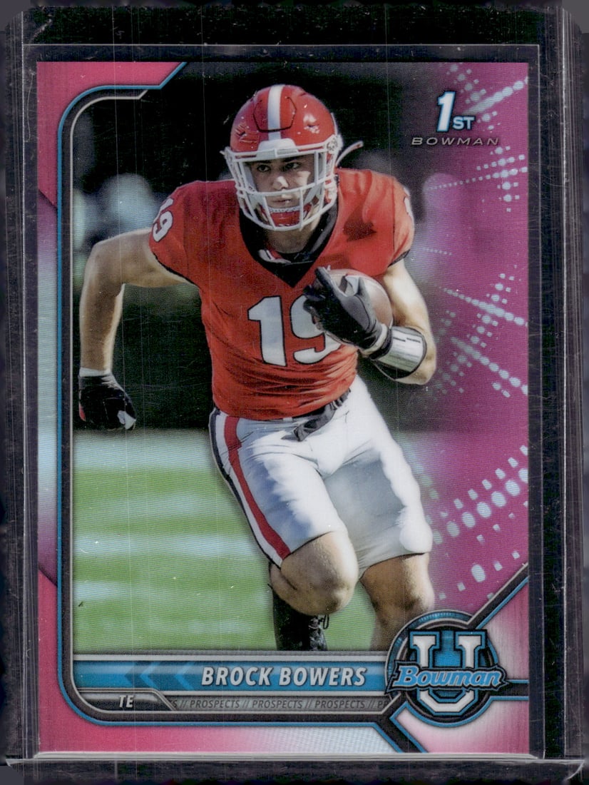 Brock Bowers 1st Bowman Pink Refractor 2022 Bowman U Chrome #83 Georgia Bulldogs: Bowman U Chrome Football NFL Trading & Sports Cards, Sports Cards for Sale Near Me, Prospect, 1st Bowman, Super Bowl & Hall of Fame Players, Auction Memorabilia Lots For Sale Near Me