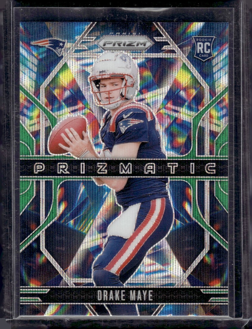 Drake Maye Rookie Card Prizmatic Green Wave 2024 Panini Prizm #2 Patriots: Panini Select, Prizm, Mosaic, Contenders, Zenith, Phoenix, Illusions, Absolute, Rookie NFL Sports Trading Cards, SP, SSP, Cards, Football Cards for Sale Near Me, Superbowl & Hall of Fame Player Cards,