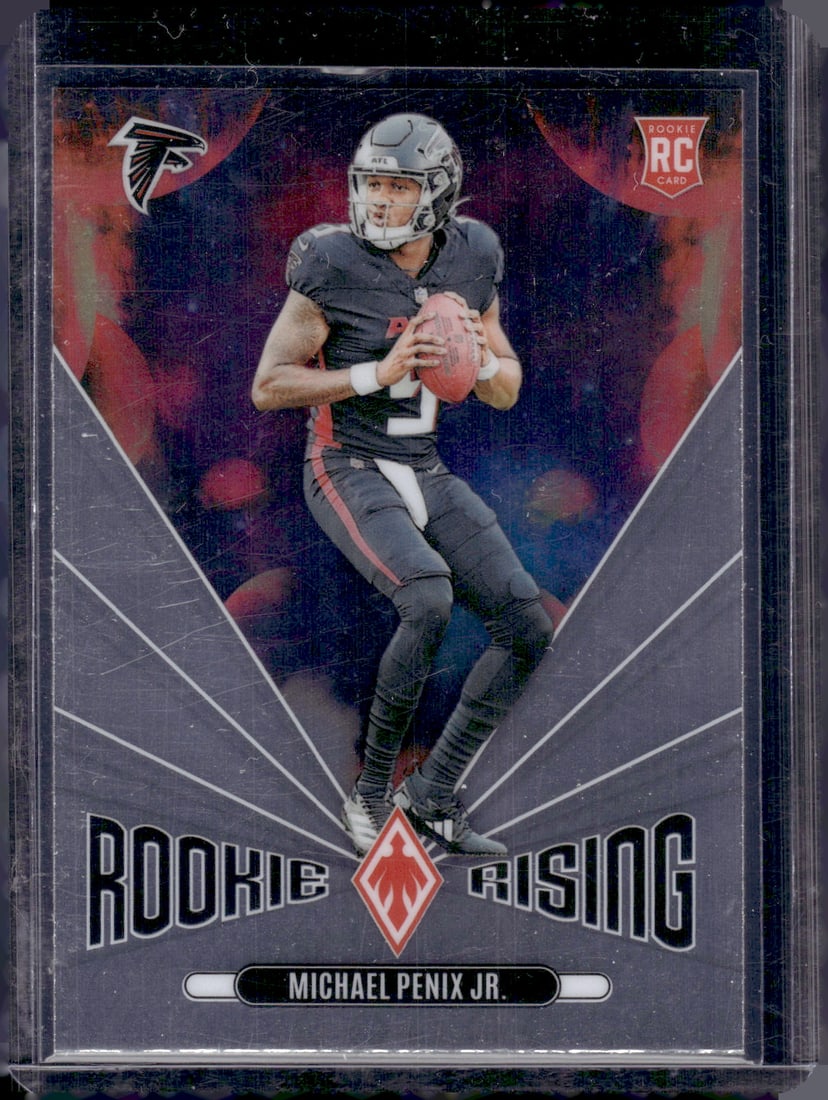 Michael Penix Jr. Rookie Rising 2024 Panini Phoenix #RR_MPJ Atlanta Falcons: Panini Select, Prizm, Mosaic, Contenders, Zenith, Phoenix, Illusions, Absolute, Rookie NFL Sports Trading Cards, SP, SSP, Cards, Football Cards for Sale Near Me, Superbowl & Hall of Fame Player Cards,