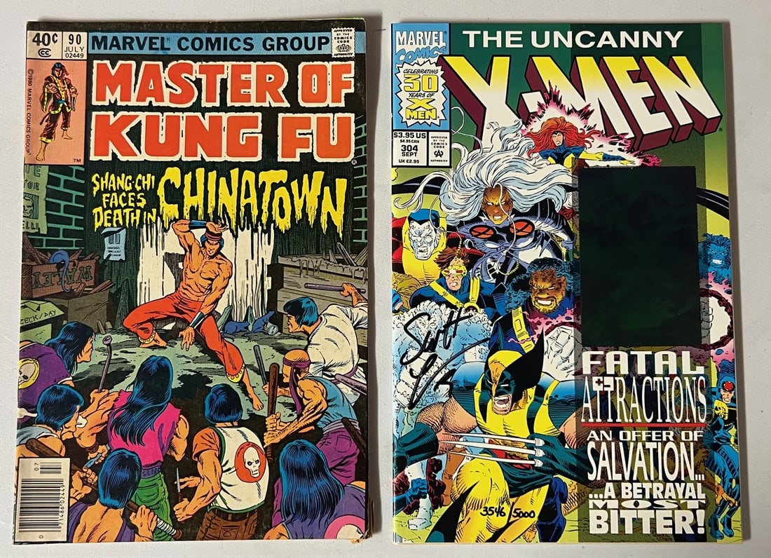 2 Marvel Vintage comic Books: Master of Kung Fu #90 1980 & The Uncanny X-Men Hologram Cover #304 (1 of 3)