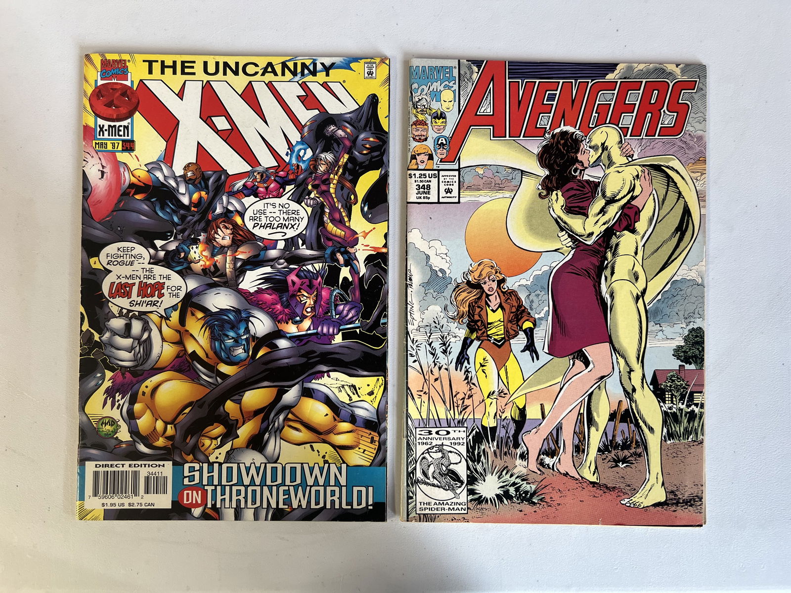 2 Marvel Vintage Comic Books: The Avengers #348 1992 & The Uncanny X-Men #344 1997 (1 of 2)