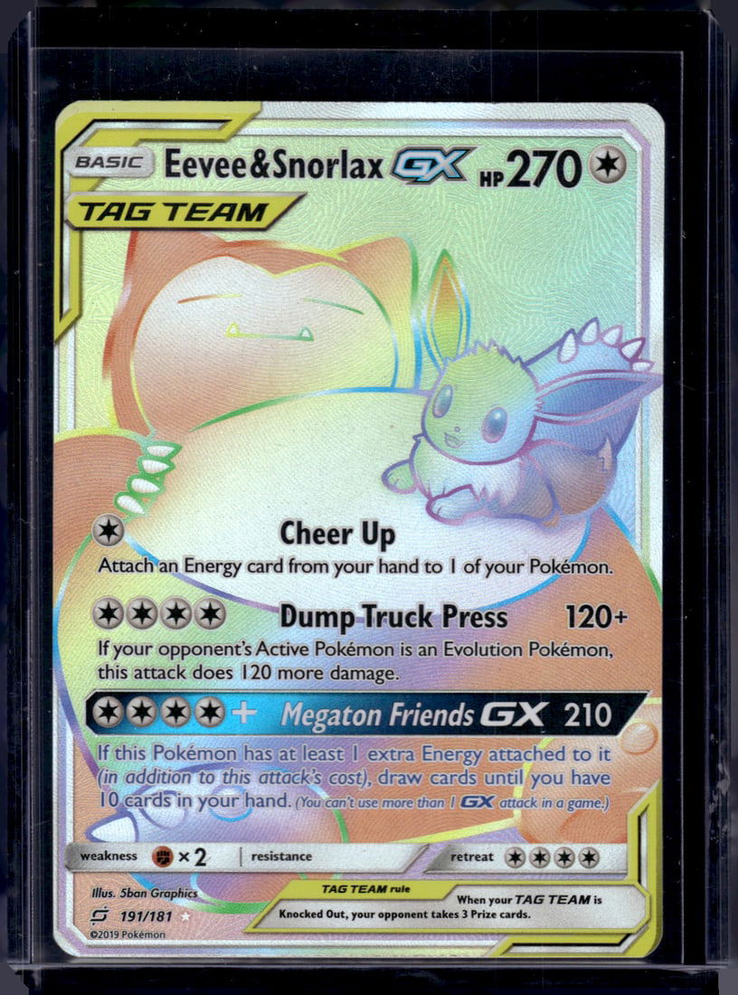 2019 Pokemon Sun & Moon Team Up Eevee & Snorlax Secret Rare #191 (1 of 2)